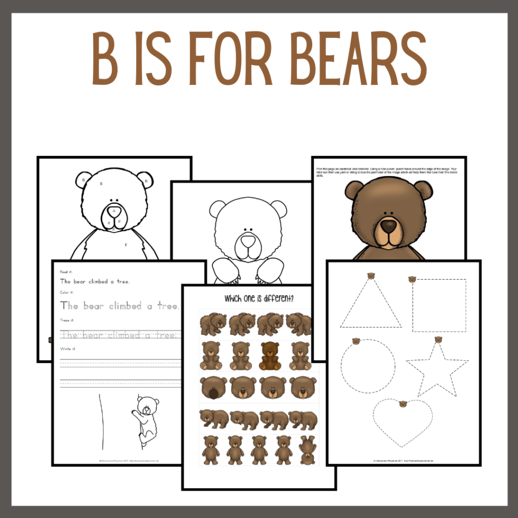 B is for Bears Preschool Learning Pack
