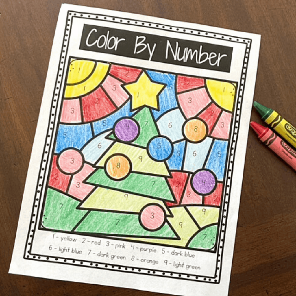 Christmas Color by Number Worksheets