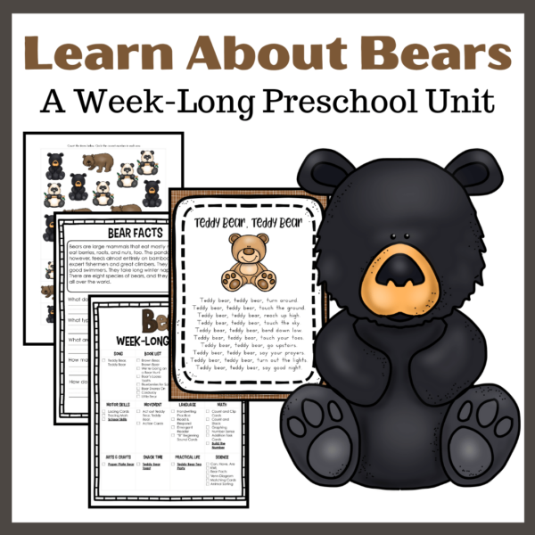 Let's Learn About Bears Preschool Unit Study