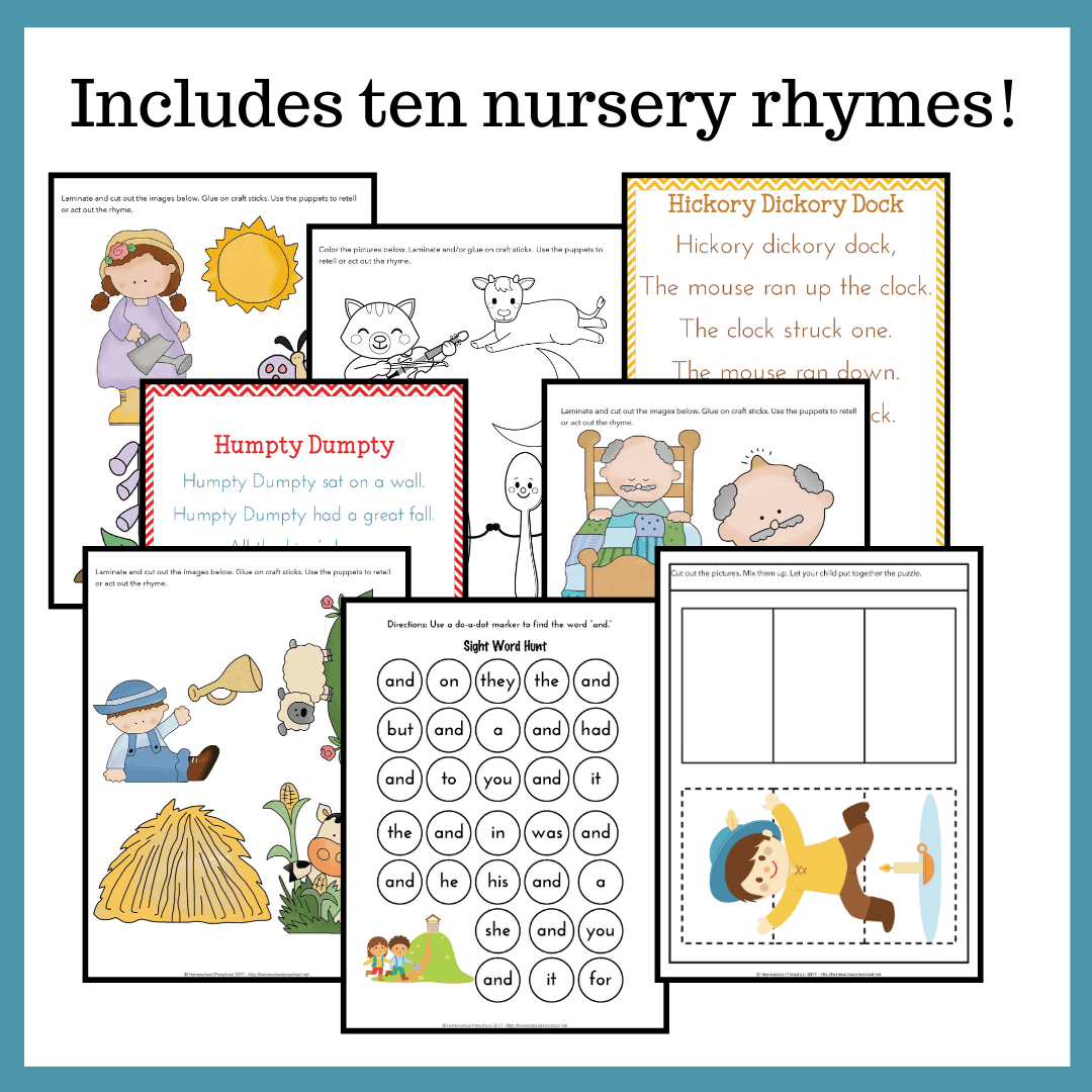 Printable Nursery Rhyme Activities