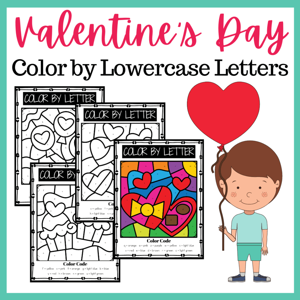 Lowercase Color By Letter Valentine Worksheets