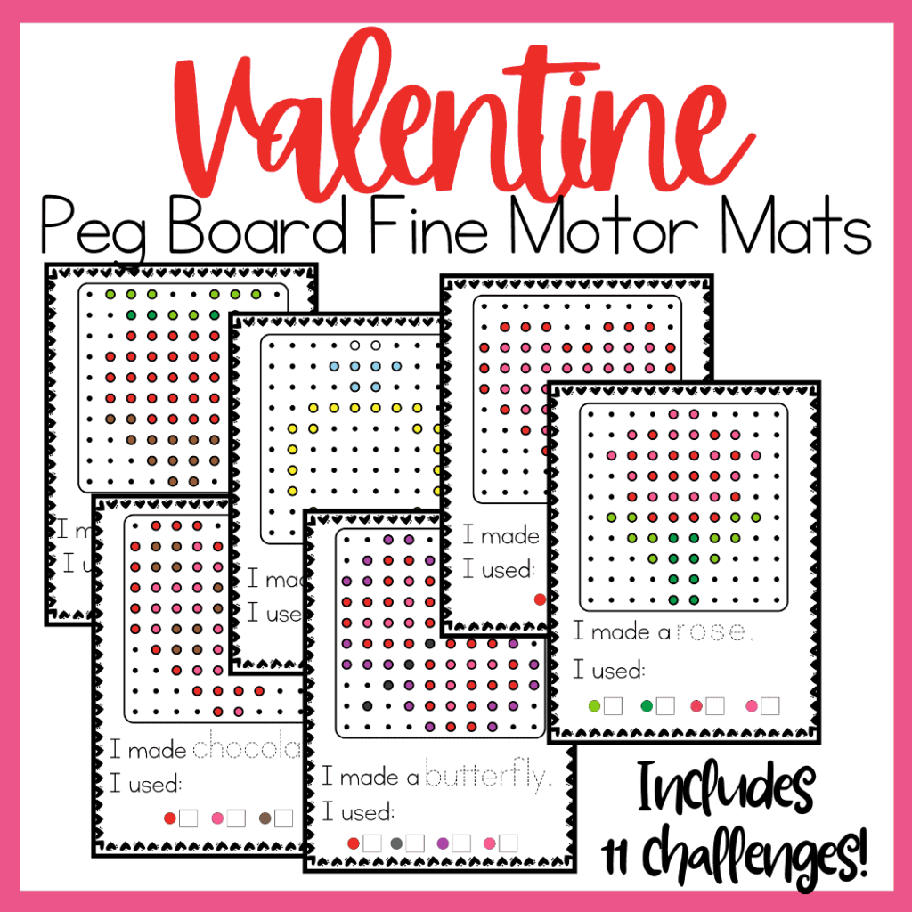 Valentine Peg Board Fine Motor Mats