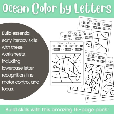 Ocean Color by Letter Worksheets