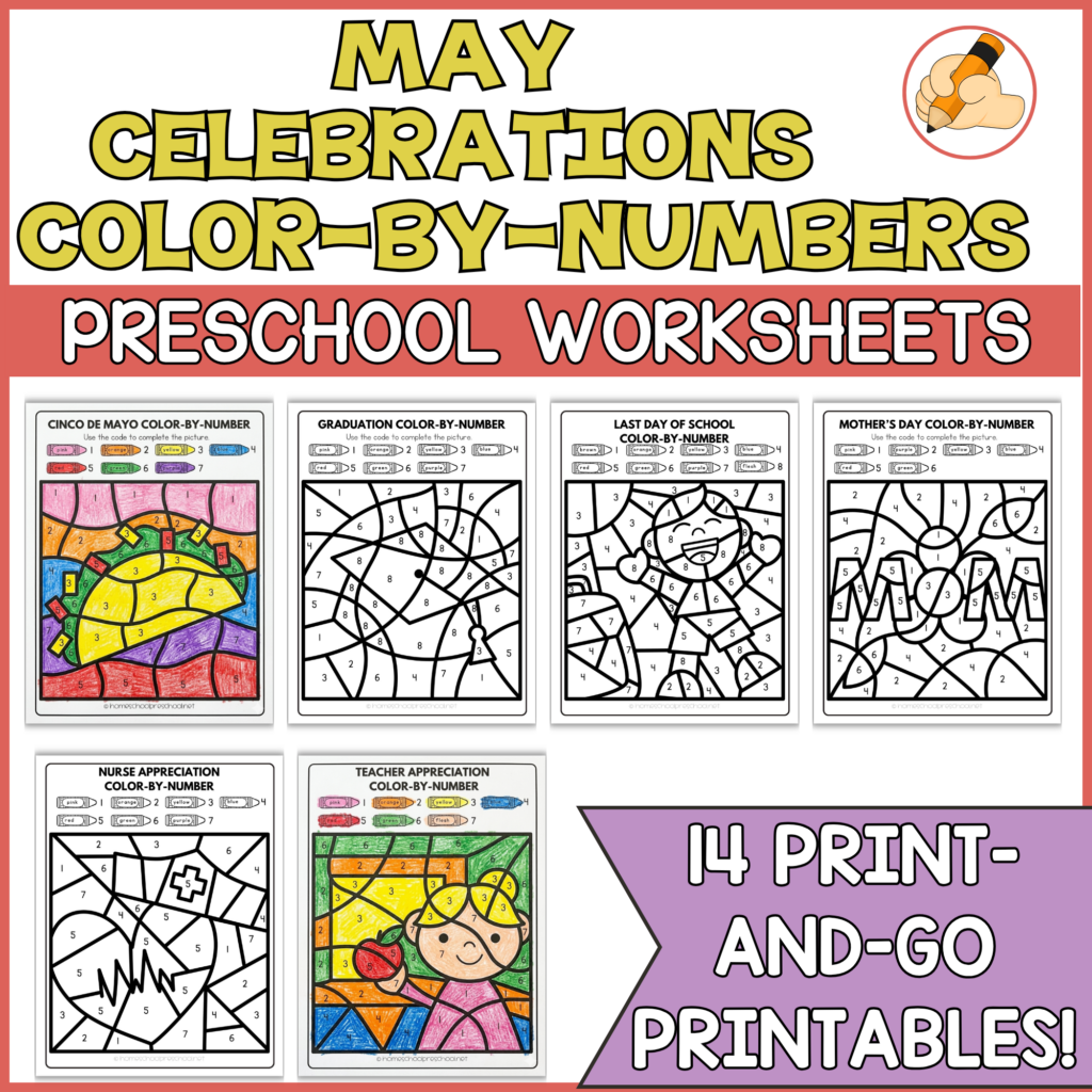 May Color by Number Printable Pack – Homeschool Preschool Shop